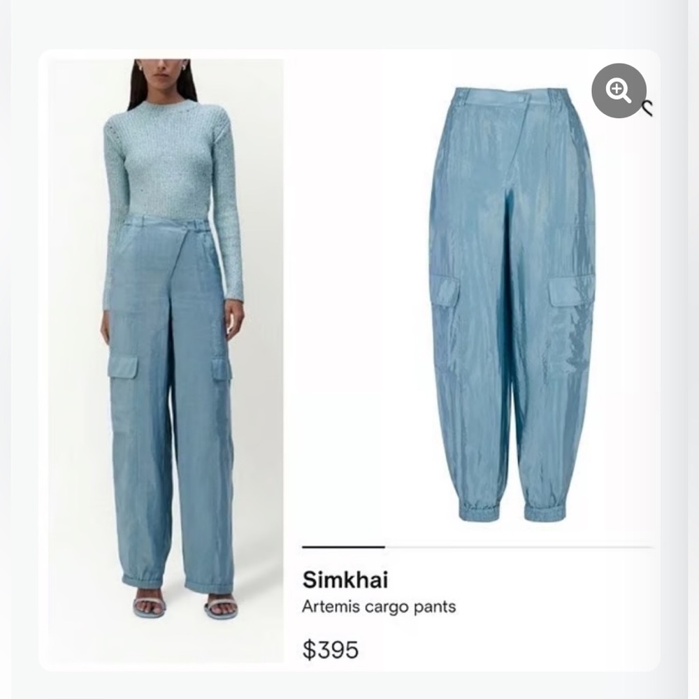 NWT $395 $395 Simkhai Artemis Parachute Cargo Pants Size Small Celeste Blue.